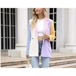 ARTFREE Womens Casual Blazer Long Sleeve Blazer Jackets Sz. M colorblock New